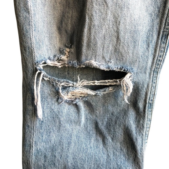Agolde Riley High Rise Crop Jeans Light Blue Distressed Denim Size 25 - Picture 5 of 16